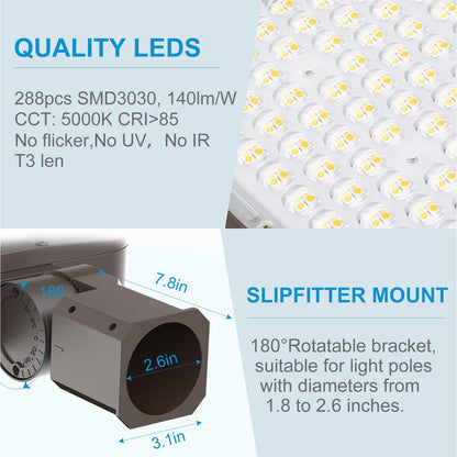 Lightdot 120W LED Parking Lot Light (16800lm Eqv 500W HPS) 5000K Slip Fitter Mount LED Pole Light, Dusk to Dawn Outdoor Area Lighting for Parking Lot/Outdoor Sports Stadium - 4Pack