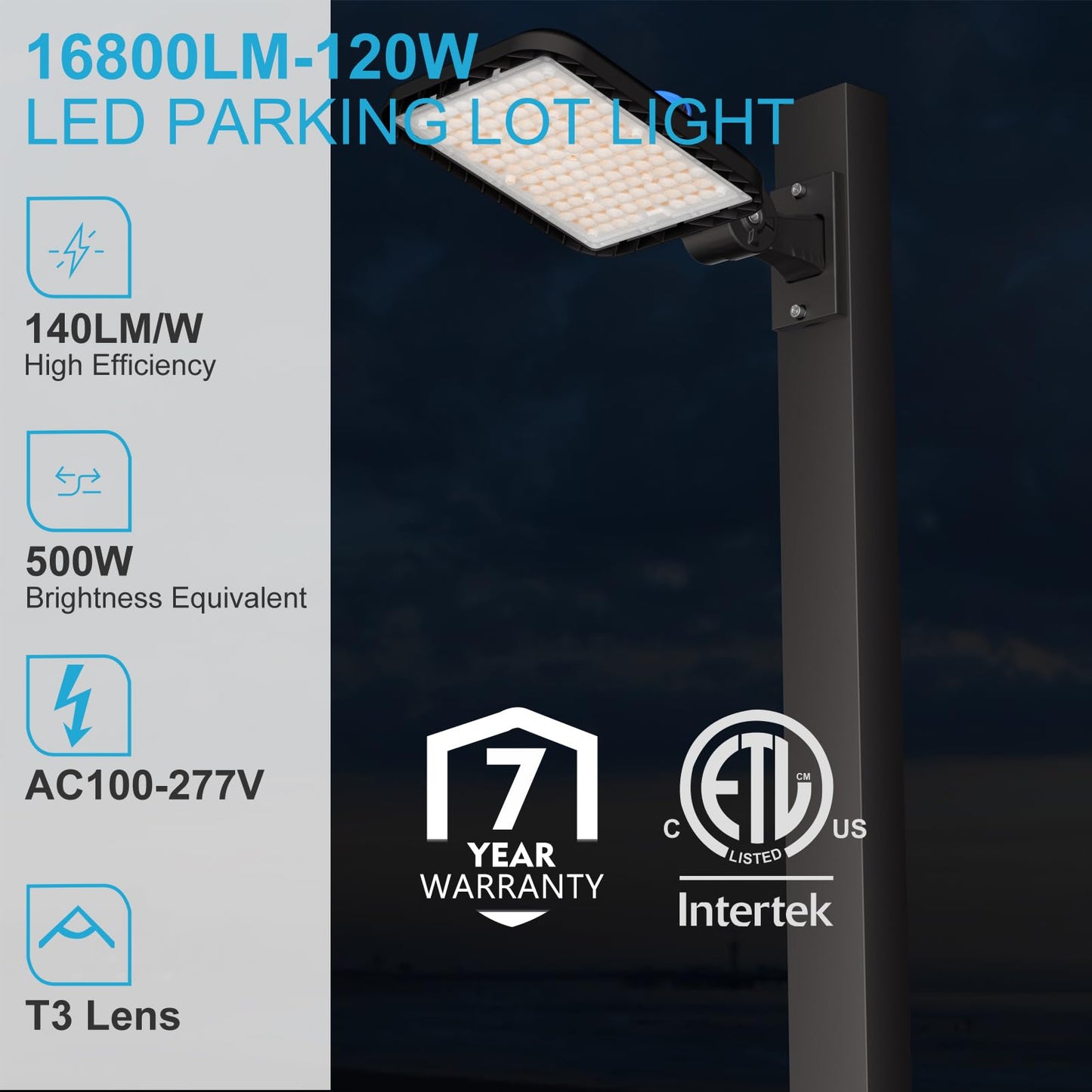 Lightdot 120W LED Parking Lot Light 16800lm LED Pole Light with Arm Mount, 5000K LED Shoebox Light with Dusk to Dawn Photocell, IP65 Outdoor Area Lighting for Parking Lot/Stadium-4Pack