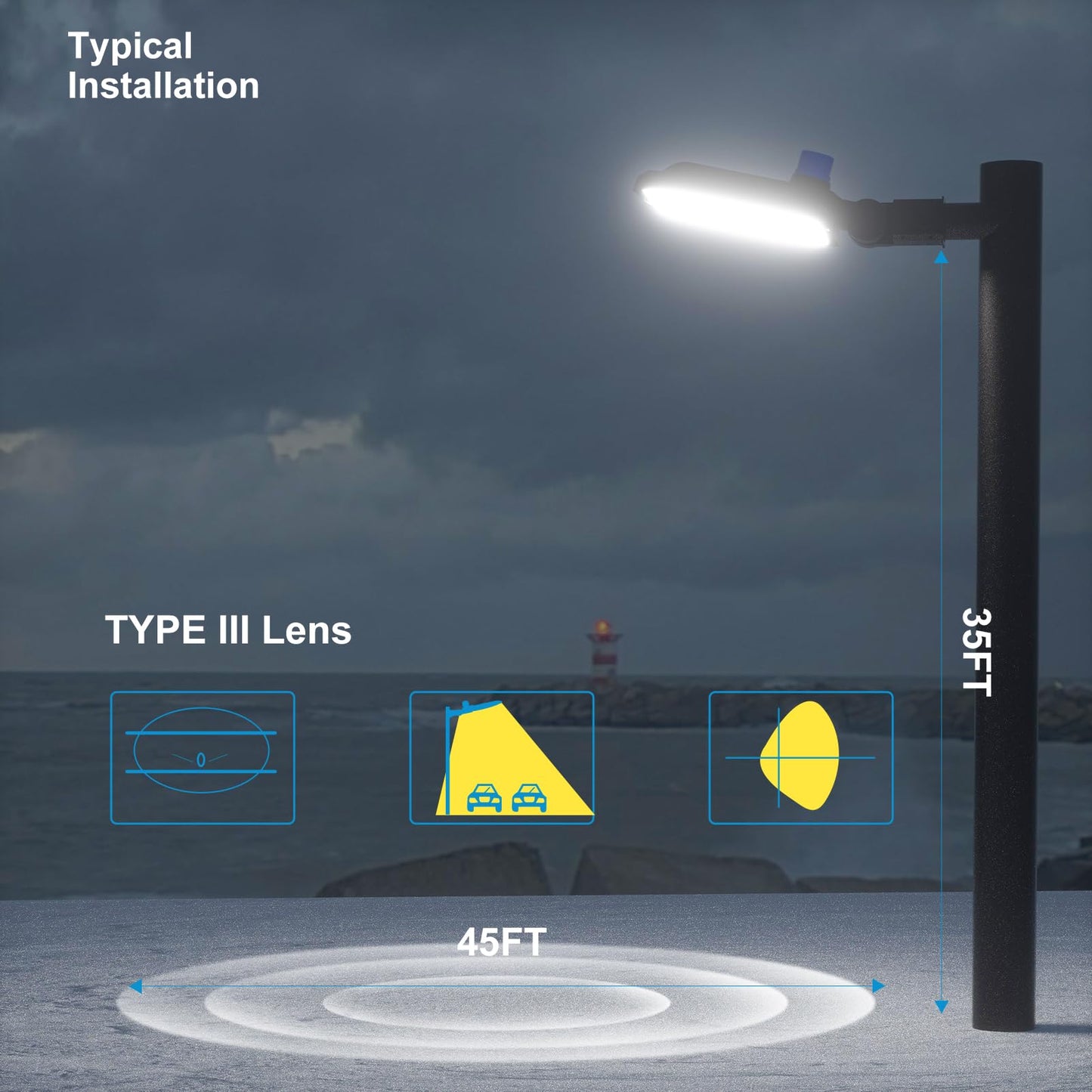 Lightdot 120W LED Parking Lot Light (16800lm Eqv 500W HPS) 5000K Slip Fitter Mount LED Pole Light, Dusk to Dawn Outdoor Area Lighting for Parking Lot/Outdoor Sports Stadium - 4Pack