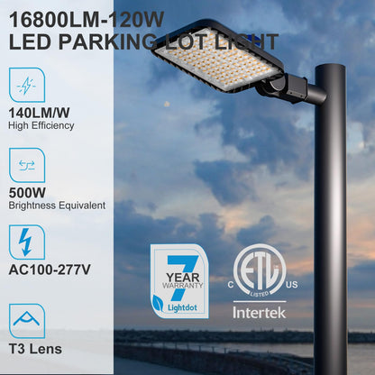 Lightdot 120W LED Parking Lot Light (16800lm Eqv 500W HPS) 5000K Slip Fitter Mount LED Pole Light, Dusk to Dawn Outdoor Area Lighting for Parking Lot/Outdoor Sports Stadium - 4Pack