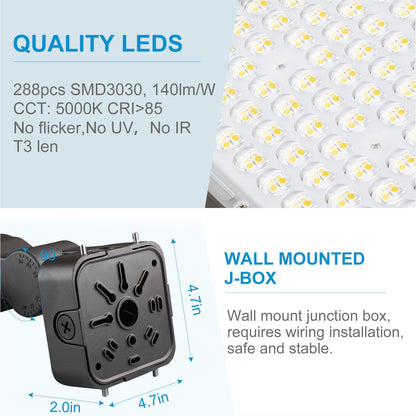 Lightdot 4Pack 250W  5000K LED Wall Pack Lights with Dusk-to-Down Photocell