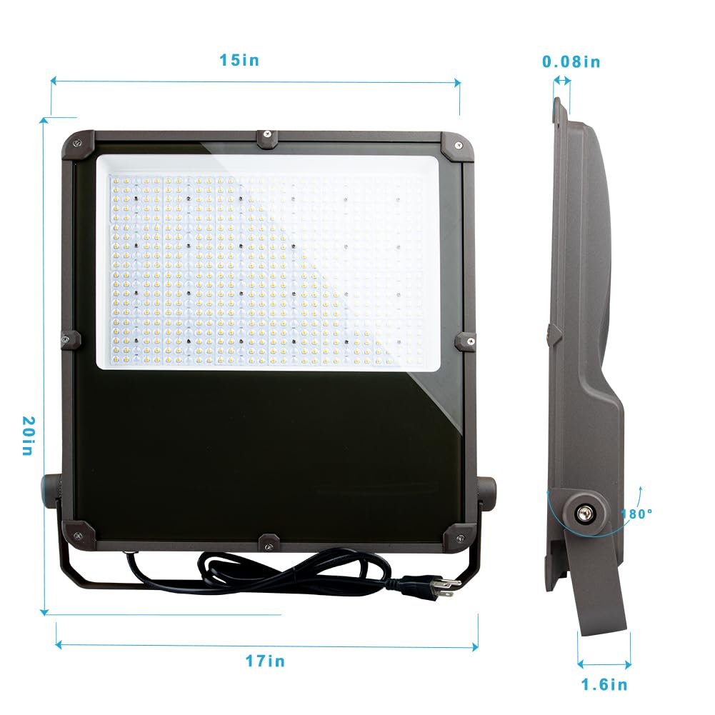 400W LED Flood Light Outdoor 5000K 60000Lm (2000W Eqv.) Led Stadium Light with Dusk to Dawn photocell, IP65 Waterproof Commercial Area Lighting with 5FT Plug for Backyard/Basketball Court-2Pack