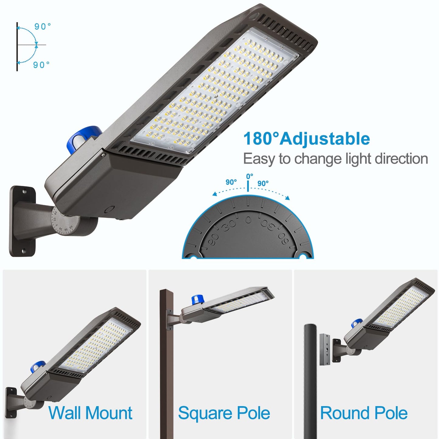 Lightdot 420W Parking Lot Lighting 60000Lm Parking Lot LED Lights with Photocell, IP65 Waterproof Arm Mount LED Shoebox Light (𝟳𝗬𝗿𝘀 𝗪𝗮𝗿𝗿𝗮𝗻𝘁𝘆)-2Pack