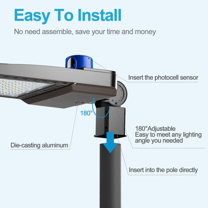 Lightdot 2Pack 420W LED Parking Lot Lighting 60000LM 5000K LED Pole Lights Outdoor with Slipfitter Mount, Dusk to Dawn LED Street Lights Energy Saving 3500KW*2/5Yrs(5Hrs/D)-𝟳𝗬𝗿𝘀 𝗪𝗮𝗿𝗿𝗮𝗻𝘁𝘆