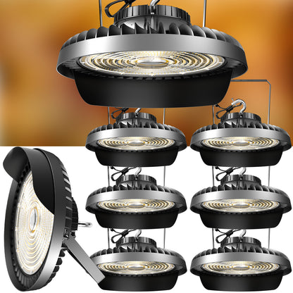 Lightdot LED High Bay Light 350W 52500lm UFO Lights with Reflector (Reduce Light Loss, Can Be Removed), AC100-277V High Bay LED Shop Light with U Bracket & US Hook Mount for Warehouse/Stadium-4Pack