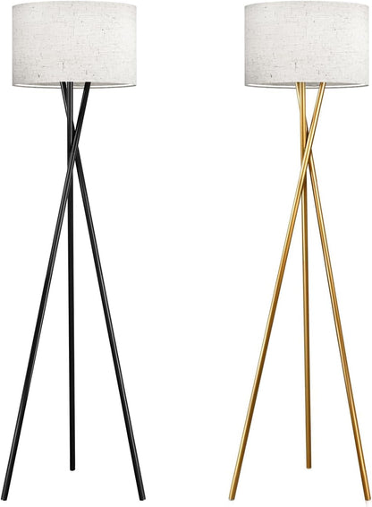 Lightdot Gold Tripod Floor Lamp, Modern Floor Lamp for Living Room, Standing Lamp with Linen Shade, E26 Bulb Included, 66" Tall Floor Lamp for Bedroom, Home Office