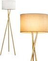 Lightdot Gold Tripod Floor Lamp, Modern Floor Lamp for Living Room, Standing Lamp with Linen Shade, E26 Bulb Included, 66" Tall Floor Lamp for Bedroom, Home Office