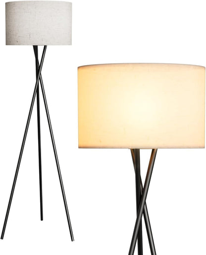 Lightdot Gold Tripod Floor Lamp, Modern Floor Lamp for Living Room, Standing Lamp with Linen Shade, E26 Bulb Included, 66" Tall Floor Lamp for Bedroom, Home Office