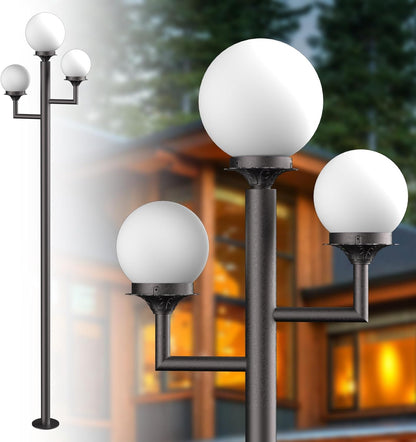 Lightdot 79" Outdoor Led Post Lights, 3-Head Aluminum Street Light Pole Lamp with E26 LED Bulbs Included (Bulb Replaceable), IP65 Waterproof Outdoor Post Light Fixtures for Garden/Yard/Patio