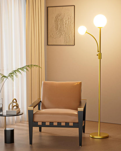 Lightdot 60IN Dimmable (Brightness Adjustable) Pink Floor Lamp, Mid Century Standing Lamps with 3 Globe Soft Warm White Eye Care 3000K Bulbs Included, Modern Tall Lamp for Bedroom Office