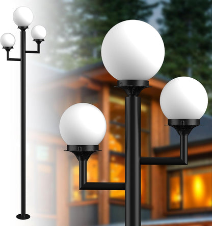 Lightdot 79" Outdoor Led Post Lights, 3-Head Aluminum Street Light Pole Lamp with E26 LED Bulbs Included (Bulb Replaceable), IP65 Waterproof Outdoor Post Light Fixtures for Garden/Yard/Patio