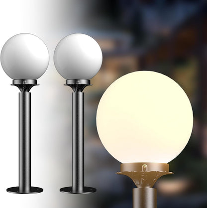 Lightdot Globe Outdoor Lamp Post Light Waterproof Street Yard Lamp Post for Outside, Brown Pole Outdoor Post Light Fixtures for Garden Patio Driveway-(E26 LED Bulb Included)-2Pack