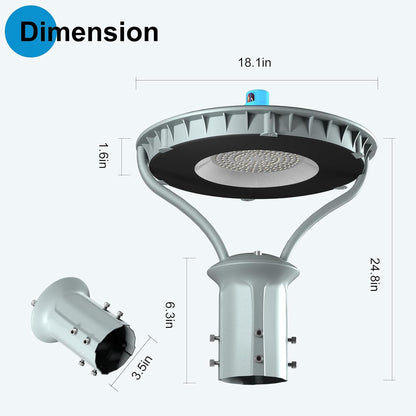 Lightdot LED Post Top Light 200W 30000LM Post Garden Paythway Light with Dusk to Dawn Outdoor Photocell 5000K Daylight IP65 Waterproof Outdoor Yard Area Lights for Yard/Garden