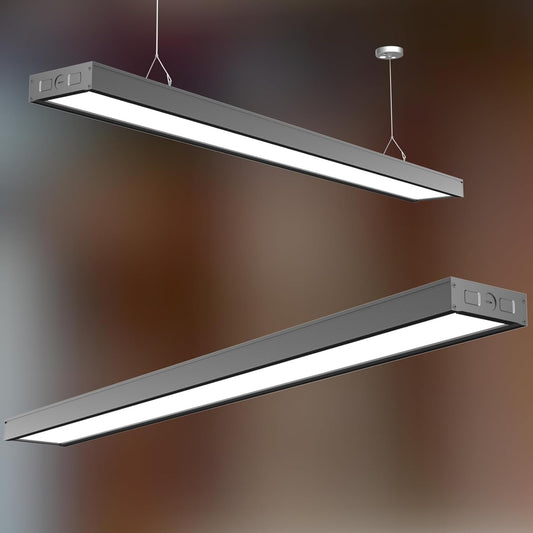 Lightdot 4FT-5IN LED Wraparound Shop Lights, 100-277v Linkable, 50W 4FT LED Light Fixtures for Garage Workshop Supermarket, 7000LM [Eqv. 400W] 5000K Black, Flush and Hanging Mouting Available-1Pack