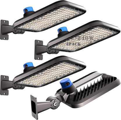 Lightdot 150W LED Parking Lot Light Arm Mount Parking Lot Lighting (21000Lm Eqv 600W HPS) LED Shoebox Light with Photocell LED Pole Light-7Yrs Warranty 4Pack (Coverage: 36~65Ft at Height:16~30Ft)