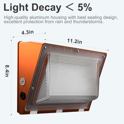 Lightdot 120W LED Wall Pack Lights, 100-277v Dusk to Dawn with Photocell, 18000Lm 5000K Daylight IP65 Waterproof Wall Mount Outdoor Security Lighting Fixture, Energy Saving