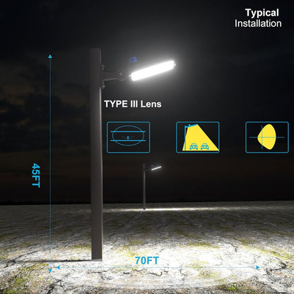 Lightdot LED Parking Lot Lights Outdoor(48000LM Eqv 1200W HPS) Parking Lot LED Lights Commercial, IP65 Led Pole Light Arm Mount with Photocell-2Pack(Coverage: 66~110Ft at Height:30~50Ft)