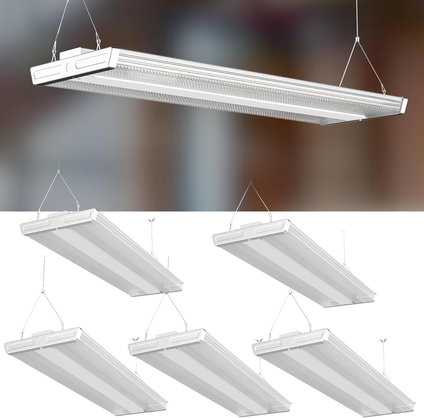 Lightdot 4FT LED High Bay Shop Light,  265W [Eqv.960W] 5000K Linear Hanging Light for Warehouse Diamond Diffusion