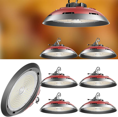 Lightdot 420W(520x1W Chip) High Bay LED Lights 63000lm UFO Lights 5000K High Bay LED Shop Lights AC100-277V LED High Bay Lights for 30-50FT Warehouse Lights-4Pack