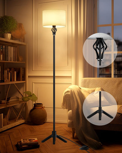 Lightdot 60IN Dimmable (Brightness Adjustable) Pink Floor Lamp, Mid Century Standing Lamps with 3 Globe Soft Warm White Eye Care 3000K Bulbs Included, Modern Tall Lamp for Bedroom Office