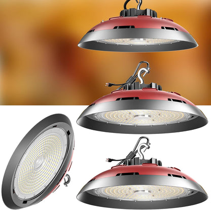 Lightdot 420W(520x1W Chip) High Bay LED Lights 63000lm UFO Lights 5000K High Bay LED Shop Lights AC100-277V LED High Bay Lights for 30-50FT Warehouse Lights-4Pack