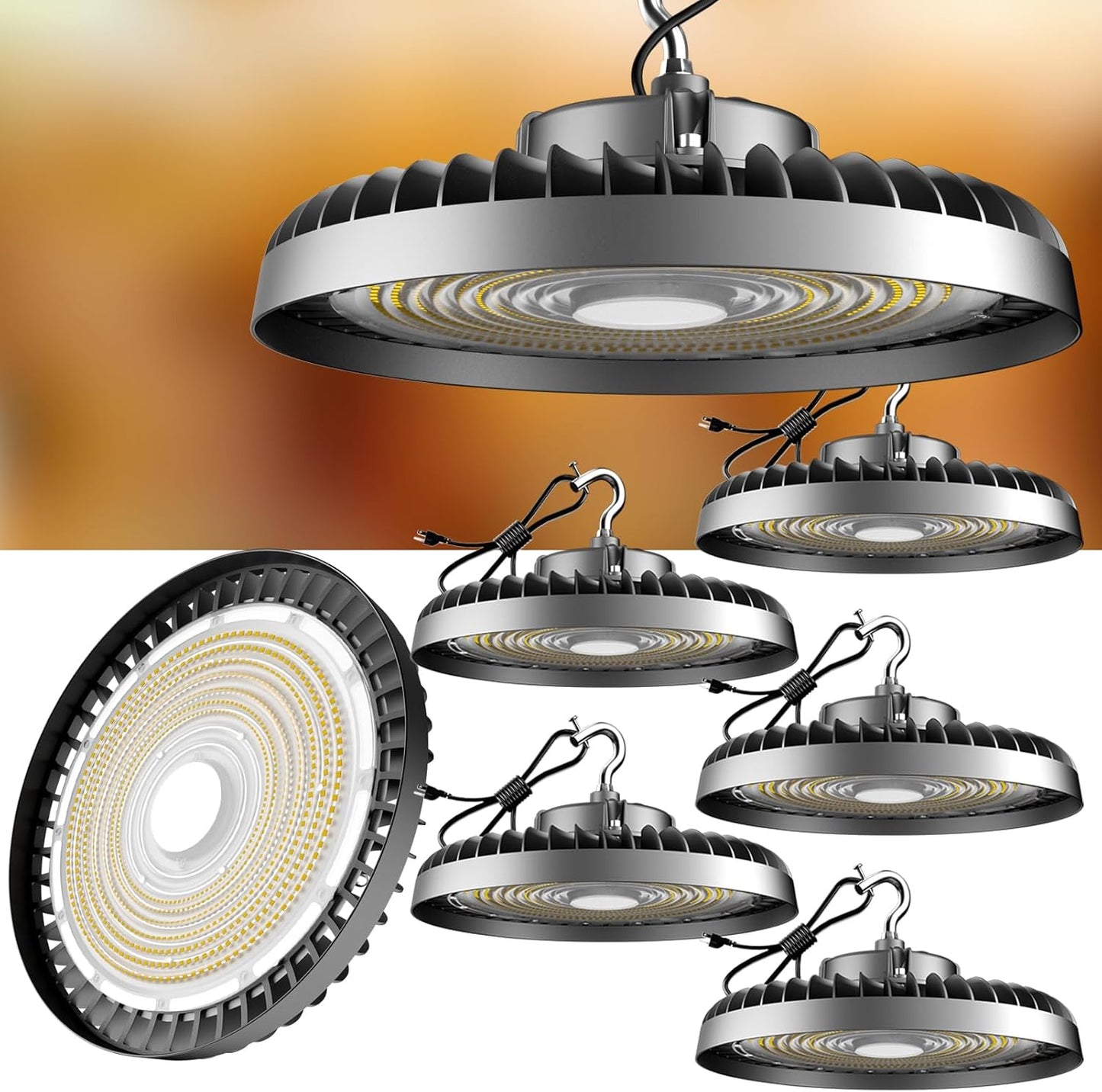 Lightdot LED High Bay Light, AC100-277V 5000K UFO LED High Bay Shop Light, Commercial Bay Lighting