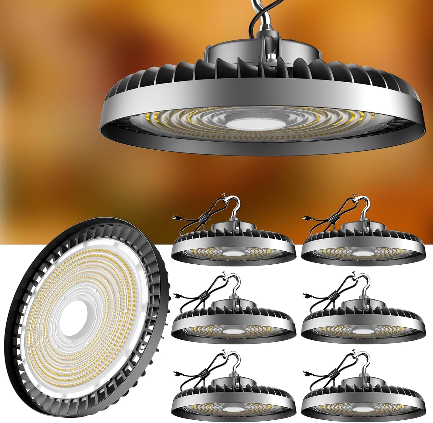 Lightdot LED High Bay Light, AC100-277V 5000K UFO LED High Bay Shop Light, Commercial Bay Lighting