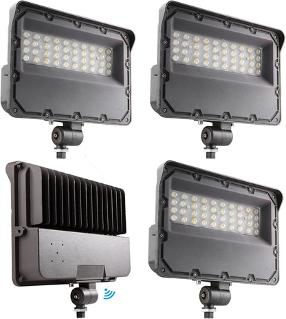 Lightdot 2Pack 150W LED Flood Light Outdoor with Knuckle, 100-277V【Driver Equipped, 5 Years】 IP65 Waterproof 21000LM, 5000K Daylight [Eqv. to 600HPS/WH] Dusk to Dawn Photocell Sensor-Brown