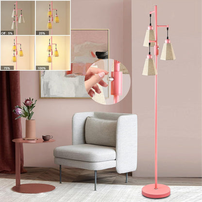 Lightdot Dimmable Classical Floor Lamp, Pink Corner Tree Floor Lamp, E26 LED Edision Bulbs Included, 3-Light Tall Pole Standing Lamp,Mid Century Modern Decor for Living Room Bedroom Home Decor