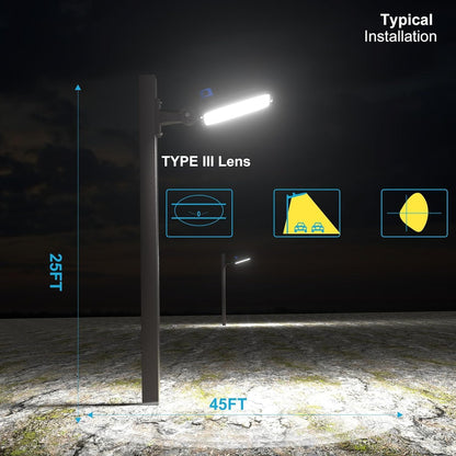 Lightdot 150W LED Parking Lot Light Arm Mount Parking Lot Lighting (21000Lm Eqv 600W HPS) LED Shoebox Light with Photocell LED Pole Light-7Yrs Warranty 4Pack (Coverage: 36~65Ft at Height:16~30Ft)