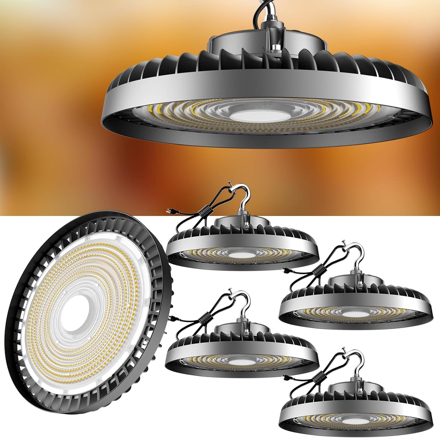 Lightdot LED High Bay Light, AC100-277V 5000K UFO LED High Bay Shop Light, Commercial Bay Lighting