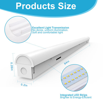 Lightdot 8ft 110W Led Shop Lights Garage Led Super Bright 3CCT Commercial Led Light Fixtures for Workshop, Warehouse (6 Pack)