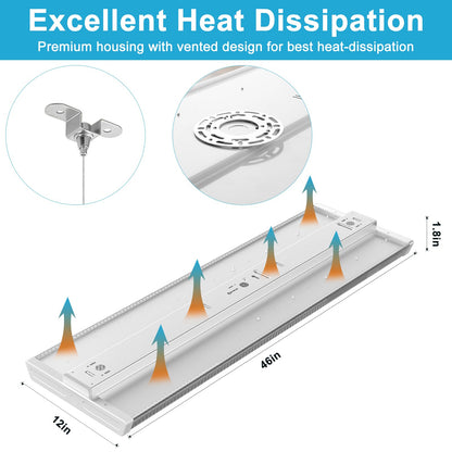 Lightdot 4FT LED High Bay Shop Light,  265W [Eqv.960W] 5000K Linear Hanging Light for Warehouse Diamond Diffusion