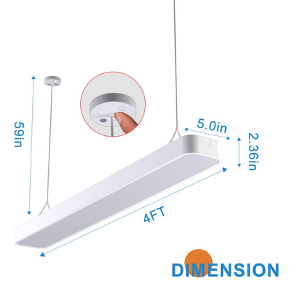 Lightdot 4 ft flush mount led shop light , 5" Wide Linear Kitchen Ceiling Lights,50W 7000LM(200W Fluorescent Replacement) 5000K