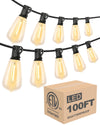 Lightdot 100FT LED Outdoor String Lights with 32 Shatterproof ST38 Edison Bulbs