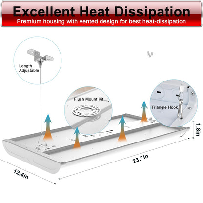 2FT LED High Bay Shop Light, 𝟏𝟎𝟎-𝟐𝟕𝟕𝐕  200W 28000LM  5000K Linear Hanging Light for Warehouse