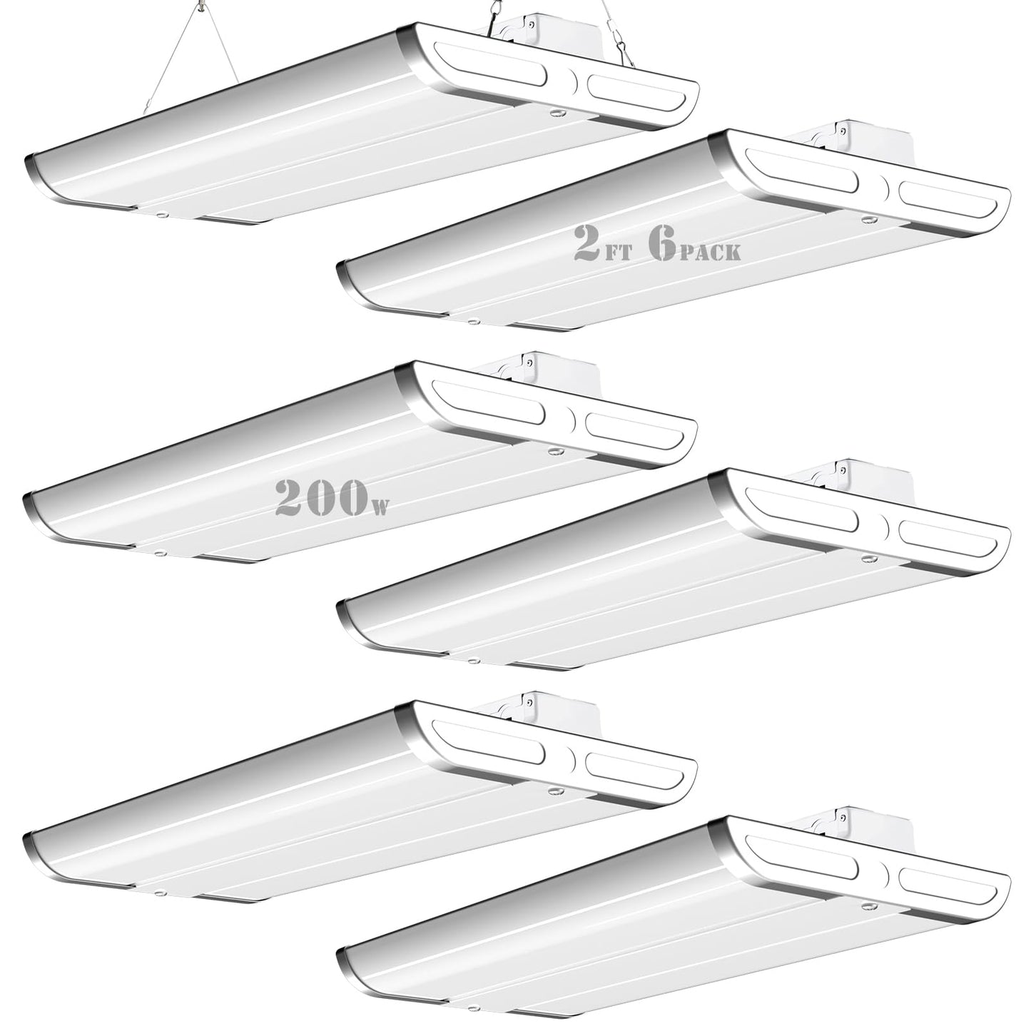 2FT LED High Bay Shop Light, 𝟏𝟎𝟎-𝟐𝟕𝟕𝐕  200W 28000LM  5000K Linear Hanging Light for Warehouse