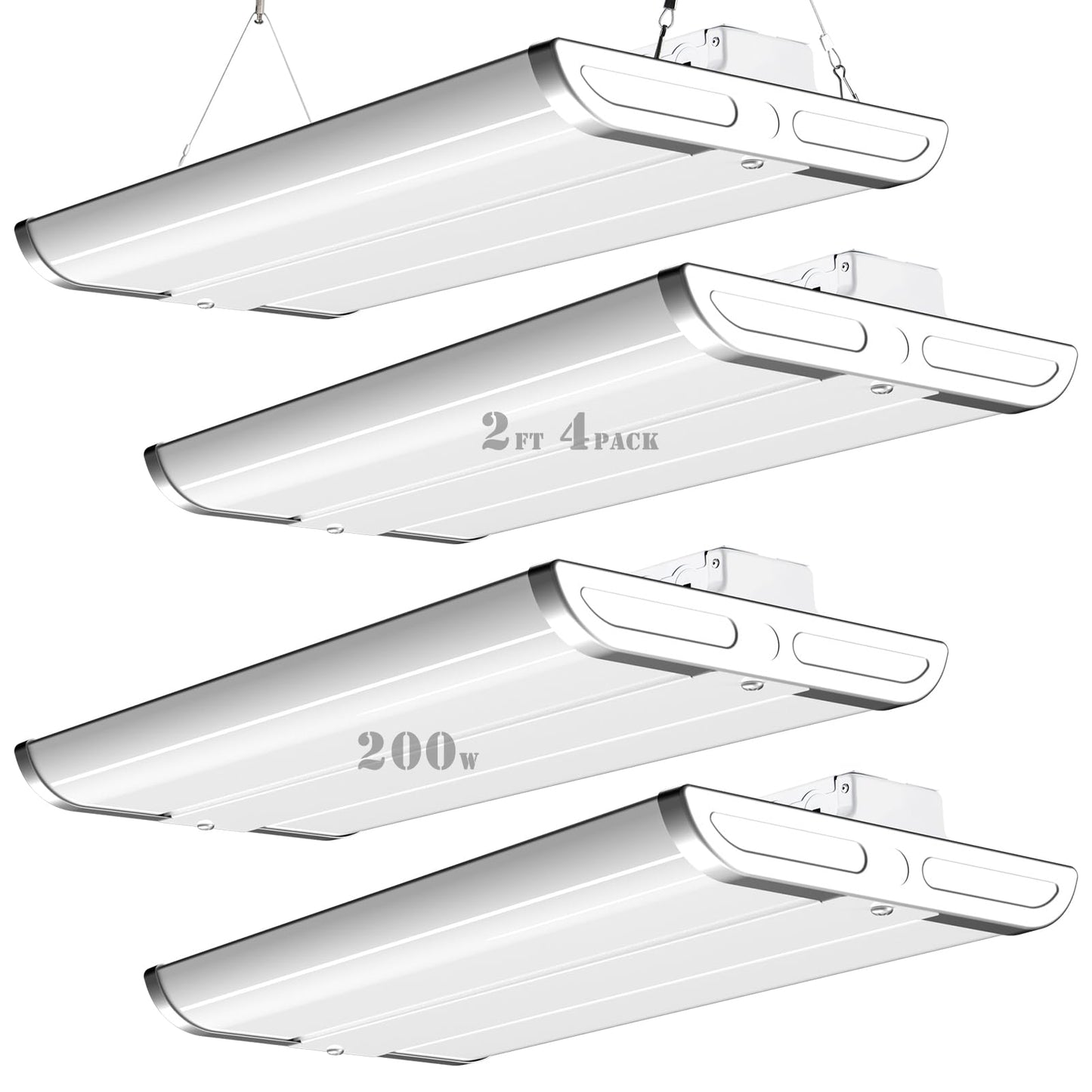 2FT LED High Bay Shop Light, 𝟏𝟎𝟎-𝟐𝟕𝟕𝐕  200W 28000LM  5000K Linear Hanging Light for Warehouse