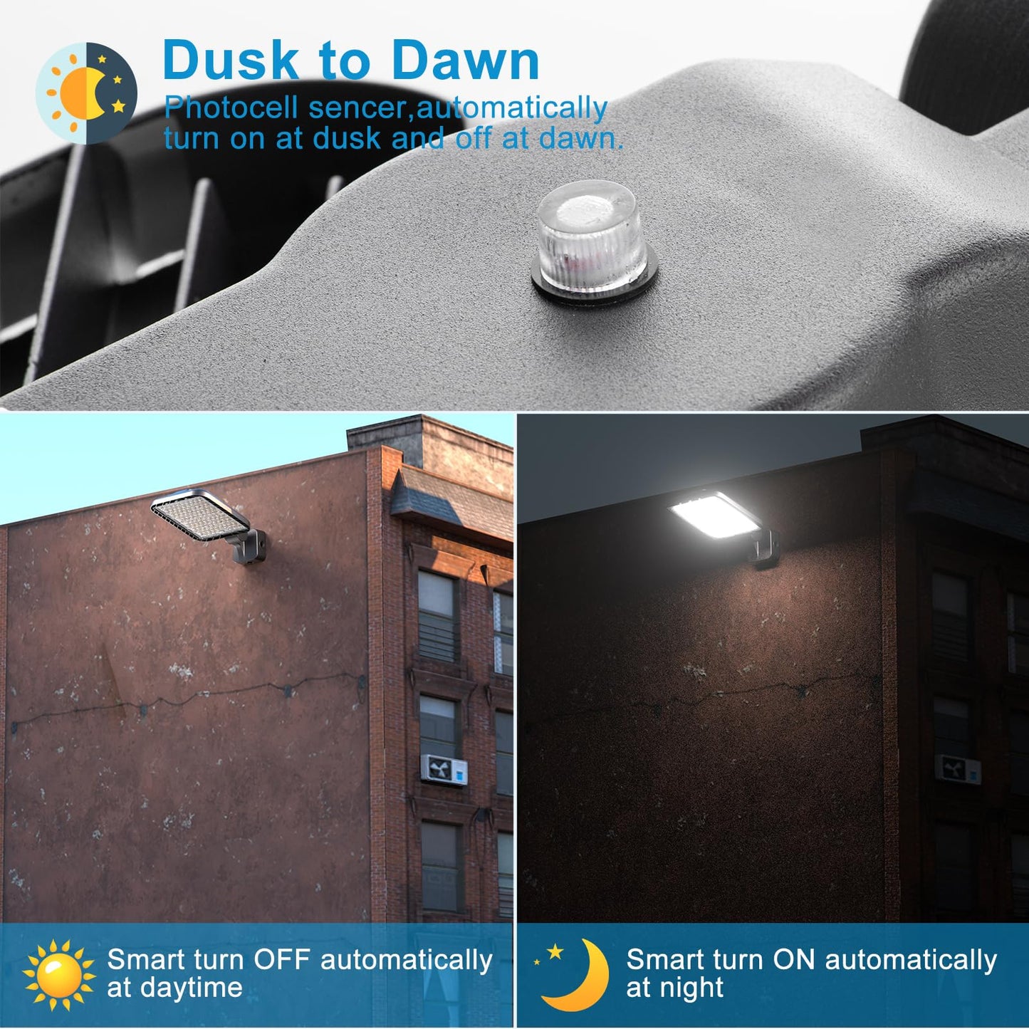 Lightdot 4Pack 250W  5000K LED Wall Pack Lights with Dusk-to-Down Photocell