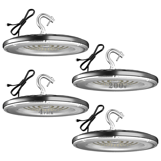 Lightdot Upgrade 200W LED High Bay Light 30000lm (Eqv.800W MH/HPS) UFO High Bay Shop Light, AC100-277V ETL High Bay LED Light Energy Saving Upto 1460KW*4/Y(5Hrs/Day)-5Yrs Warranty 4Pack