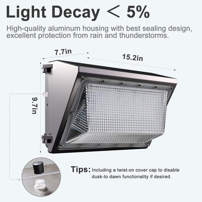 Lightdot 150W LED Wall Pack Lights with Photocell IP65 Outdoor Flood Security Lighting