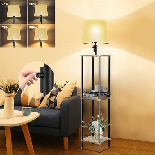 Shelf Floor Lamp, Standing Reading Light with 3 Shelves for Living Room