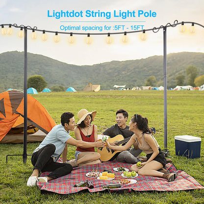 Lightdot Outdoor String Light Poles, 9FT Metal Patio Light Poles Post for Outside with Fork for Outside