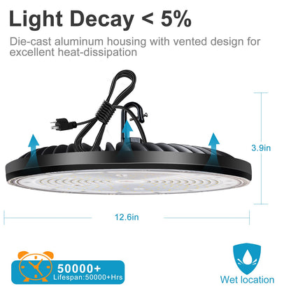 Lightdot Upgrade 200W LED High Bay Light 28000lm (Eqv.800W MH/HPS)  5000K Daylight UFO Lights