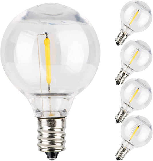 Lightdot 4 Pack G40 Bulbs for Solar String Lights Shatterproof