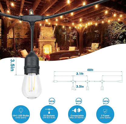 Lightdot Outdoor Linkable 48ft led String Lights