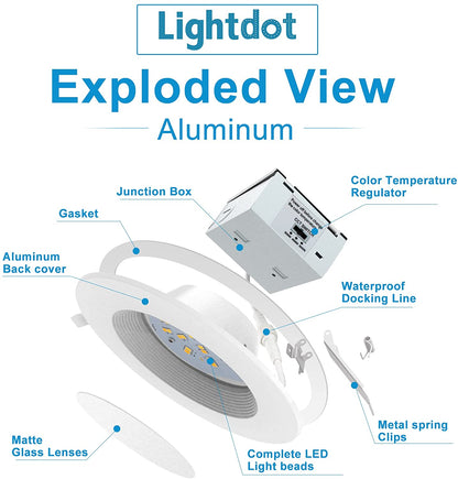 4 of  Pack LED Recessed Lighting 6 inch 3000K/4000K/5000K LED Can Lights Dimmable