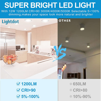 4 of  Pack LED Recessed Lighting 6 inch 3000K/4000K/5000K LED Can Lights Dimmable