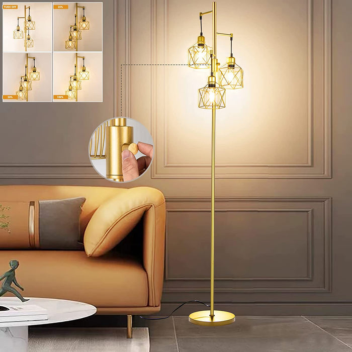 transactie herten Ik wil niet Decorative Gold Floor Lamp,3-Light Farmhouse Floor Lamps for Living Ro —  Lightdot