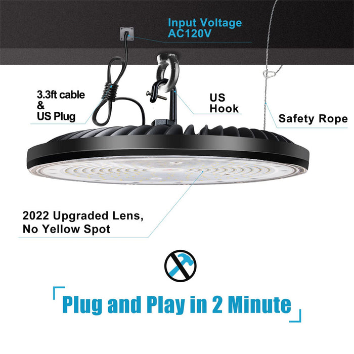 Lightdot Upgrade 150W LED High Bay Light for Barn/Shop, 5000K 21000LM(